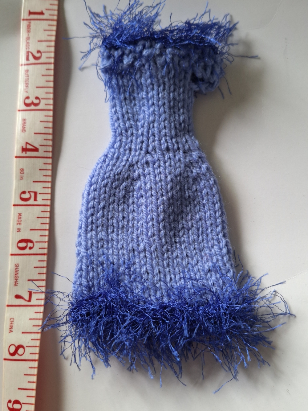 Blue Fuzzy-Trim Knit Doll Dress - Kids Toys Dolls & Accessories